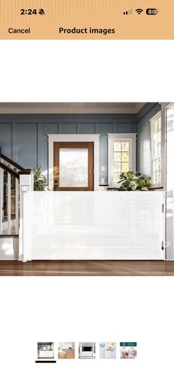 Retractable Baby or Pet gate - White