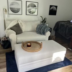 Living Spaces 120” Loveseat + Ottoman 