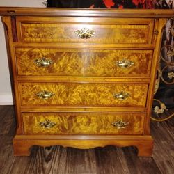 Vintage Burl Walnut Wood Bachelors Chest/Writers Tableits