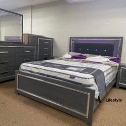 Lodanna Gray LED Panel Bedroom Set 📌 İn Stock,  Fast Delivery 