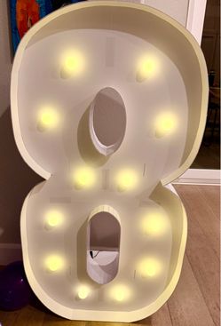 Number 8 with Marquee Lights Sign