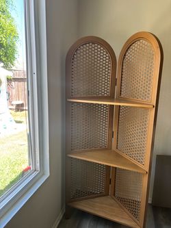 Corner Rattan Bookshelf