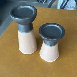 Two-Tone Ceramic Pillar Candle Holder Outdoor/indoor