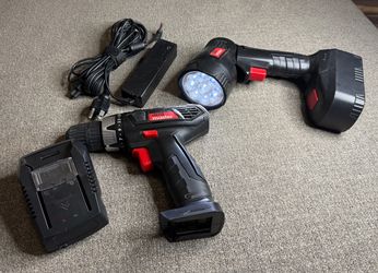 Drill Master 18V 3/8” Cordless Drill Flashlight Kit Battery Charger