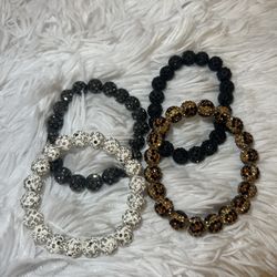 4 Rhinestone stretchy bead Bracelets