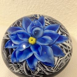 Vintage Floral Art Glass Paperweight