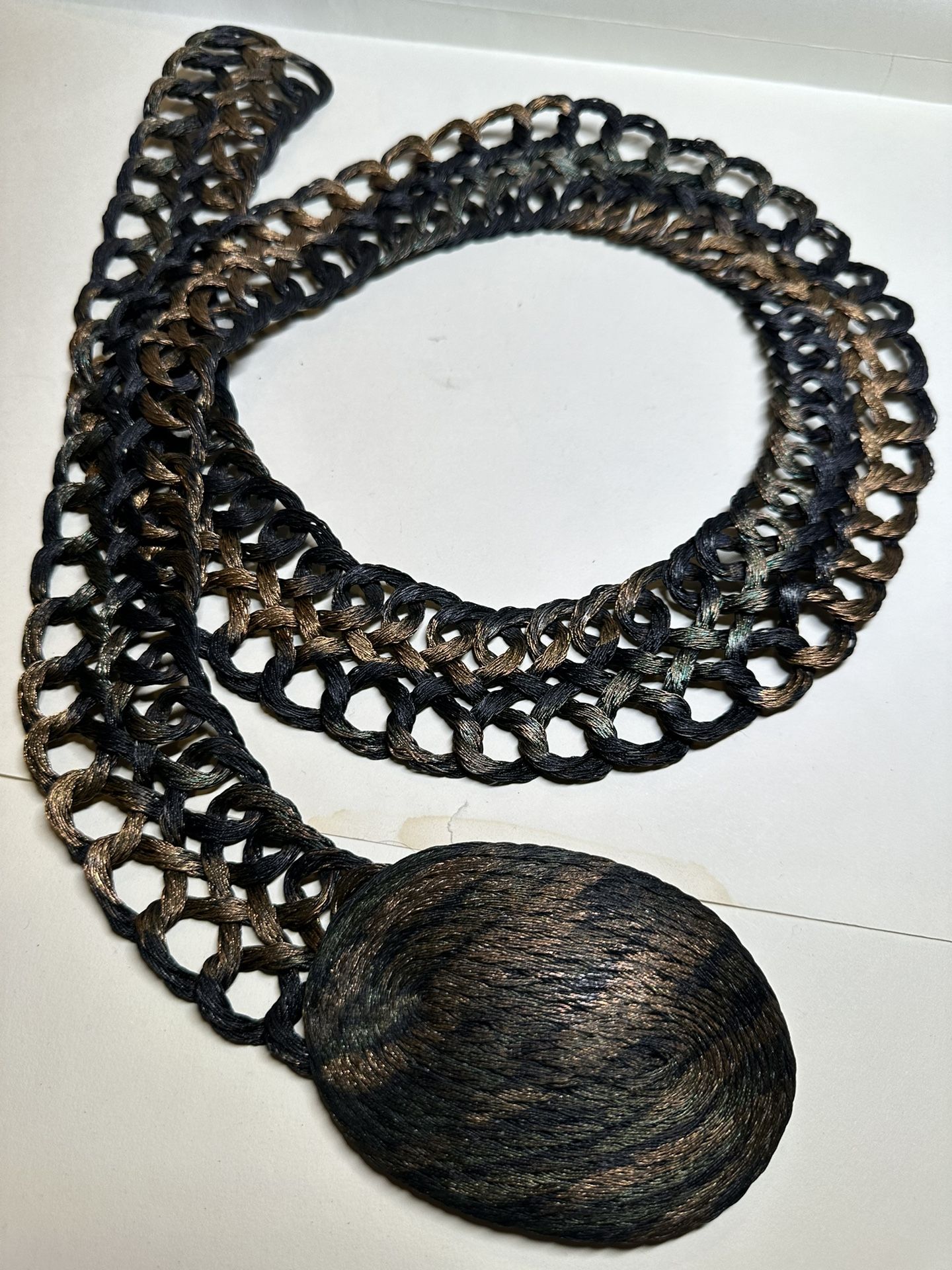 Vintage Belt Copper Woven Wire Braided Belt Long Adjustable. 45” End To End