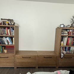 Pottery Barn Charlie Bookcase Set With Drawers 
