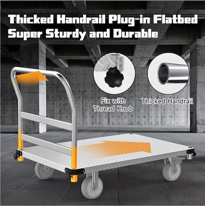 Platform Truck 3000LBS Capacity Industrial Flatbed Cart
44" x 28" Push Dolly with 6" Rubber Swivel Wheels, Heavy Duty Flat Cart
