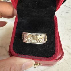 Solid 925 Sterling Silver Panther Ring , Marked 925 Mexico , 14 Grams , Size 9.5 , This Is Gorgeous!2 Toned , Panthers Are Gold Over 925 