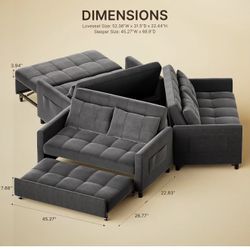  Sofa Bed, 3-in-1 Loveseat Sleeper Sofa 