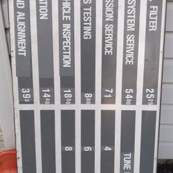 Auto Shop Price Board