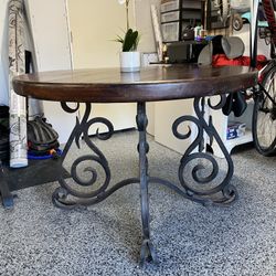 Wood top Rod Iron Dining Table