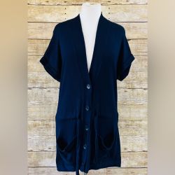 Ann Taylor LOFT Women's Black Short Sleeve Cardigan Sweater Small