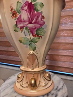 Mid-Century DeLuxe Inc. Gold Gilt Rose Trumpet Vase 12"
