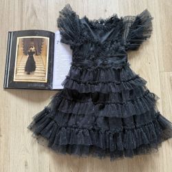 Wednesday Addams inspired Elegant Black toddler Mesh Dress size 3/4T