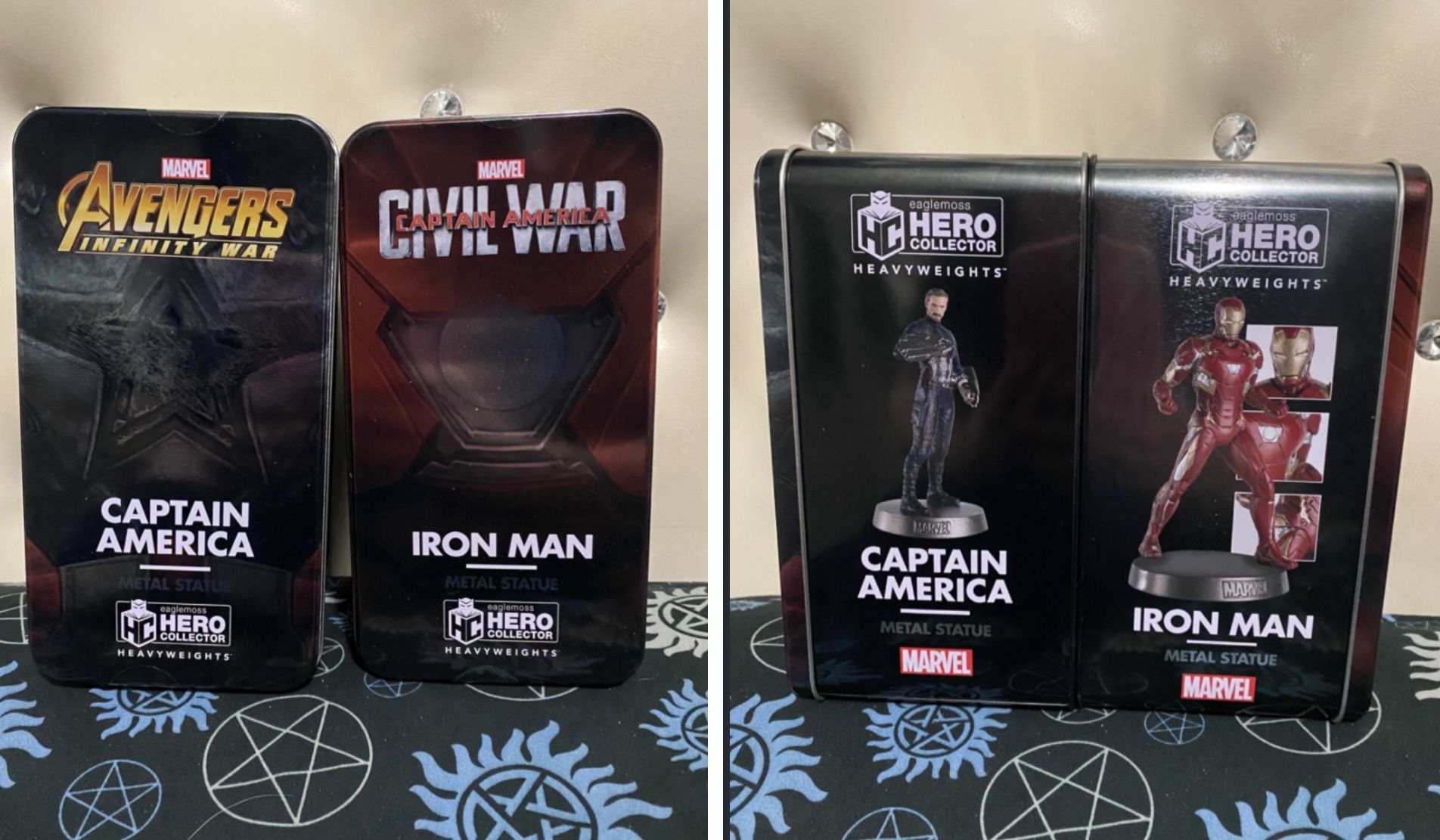 Disney Marvel Captain America And Iron Man Metal Statues Figurines