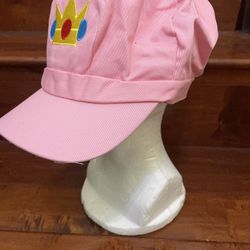 Coser Super Mario Princess Peach Adult Pink Crown Cosplay Hat Cap Costume New