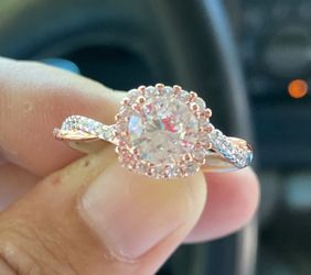 18k Rose Gold & Sterling Silver White Sapphire Ring