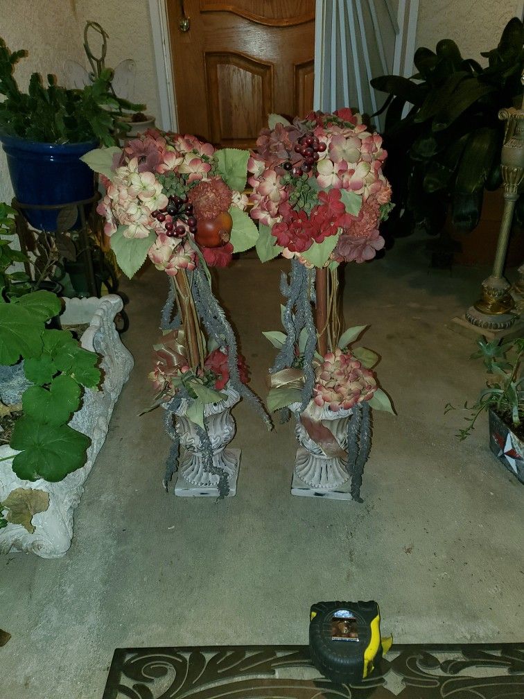 2 Large Tall Flower Topiaries