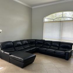 Genuine Leather Corner Sectional Sofa Wi