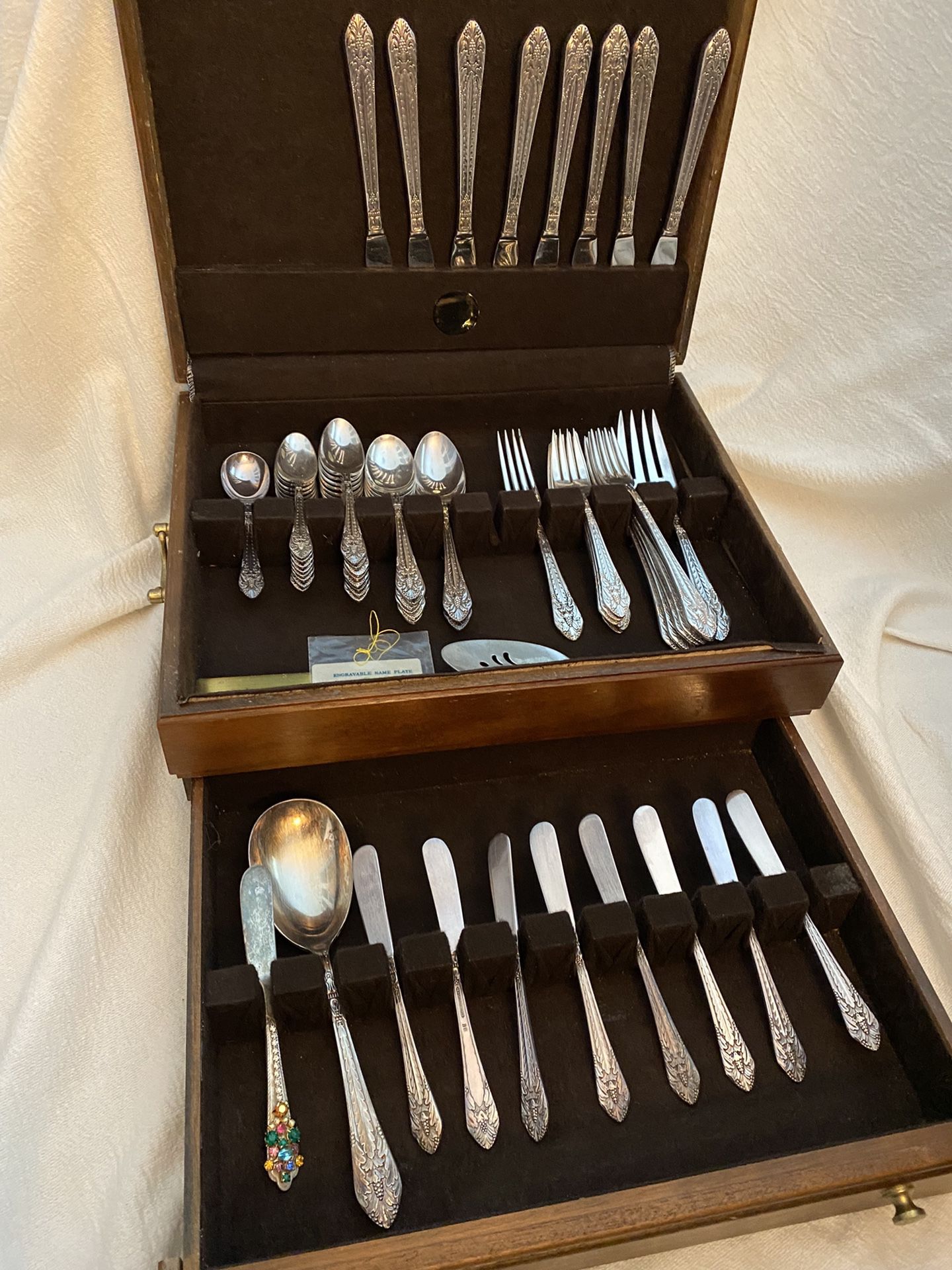 Silver Plated Silverware Vintage Set Marquise 