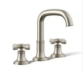 Kohler Paces 8 in. Widespread Double Handle Bathroom Faucet with Cross Handles in Vibrant Brushed Nickel