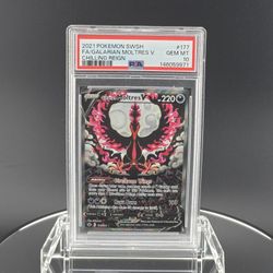 2021 POKEMON SWORD & SHIELD CHILLING REIGN FULL ART/GALARIAN MOLTRES V PSA 10
