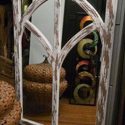 Large distressed wood mirror