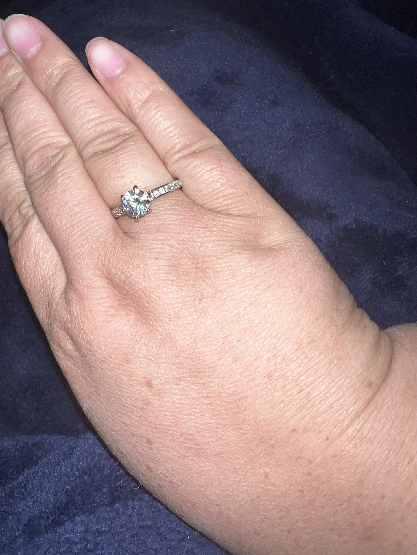 Sterling Silver Cubic Zirconia Engagement Ring Set Size 8