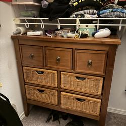 Wood Rattan Dresser