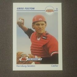 1991 Line Drive Greg Fulton Harrisburg Senators #254 Pre-Rookie Impel Baseball Card Vintage Collectible Trading Sports Minor League AA