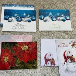 Beautiful! 4 Christmas Greeting Cards Seasons Holidays Santa