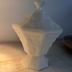 Antique Milk Glass Candy Dish 