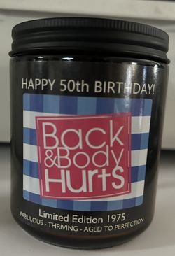 NEW Limited Edition 1975 Back & Body Hurts Candle 50th Birthday Gift FUN GIFT 50th Birthday Must Have🤣