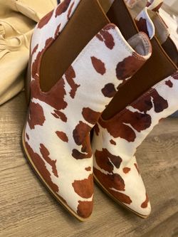 Cow Print Chelsea Ankle Boots