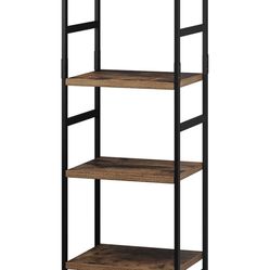 5 Tier Shelf Organizer, Open Display Storage Bookshelf Corner Plant Flower Stand for Home Office, Rustic Brown