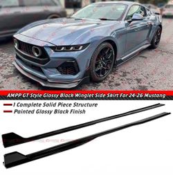 24-26 Ford Mustang GT Gloss Black Side Skirt Extensions