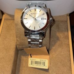 Burberry Conversation The City Silver Dial Silver Steel Strap Watch For Men - BU9037