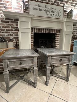 Two Beautiful Refinished Havertys Beckley Side Tables / End Tables / Nightstands