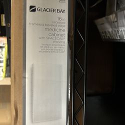 Available 16in And 15 Inch GLACIER BAY. 16 in recessed frameless beveled edge medicine cabinet with SPACECAB® shelving botiquín empotrable de 40.6 cm,