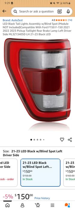 Tail light driver side ford f150 2021 2022 2023