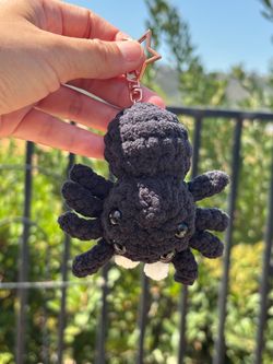 Crochet Mini Black Jumping Spider 🕷️ on Keychain plushie