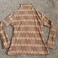 Brown And Tan With Glitter Designed Turtle Neck Longsleeve