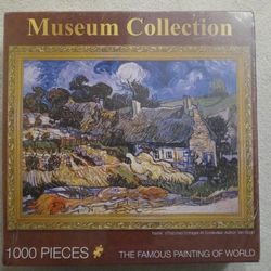 BRAND NEW- (FACTORY SEALED) ...."Thatched Cottages at Cordeville" Jigsaw Puzzle (Van Gogh) Museum Collection of "The famous Paintings of World" 