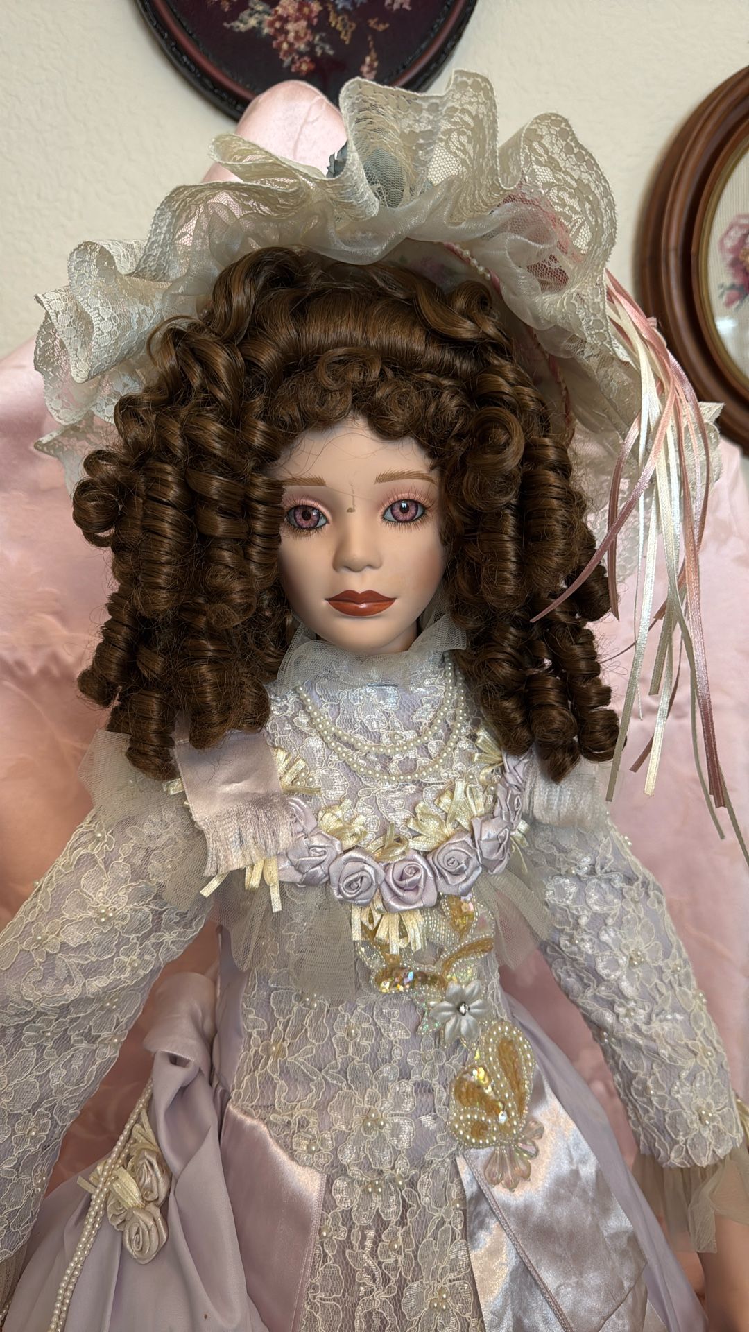 Porcelain Doll, Pink Eyes By Mary Benner