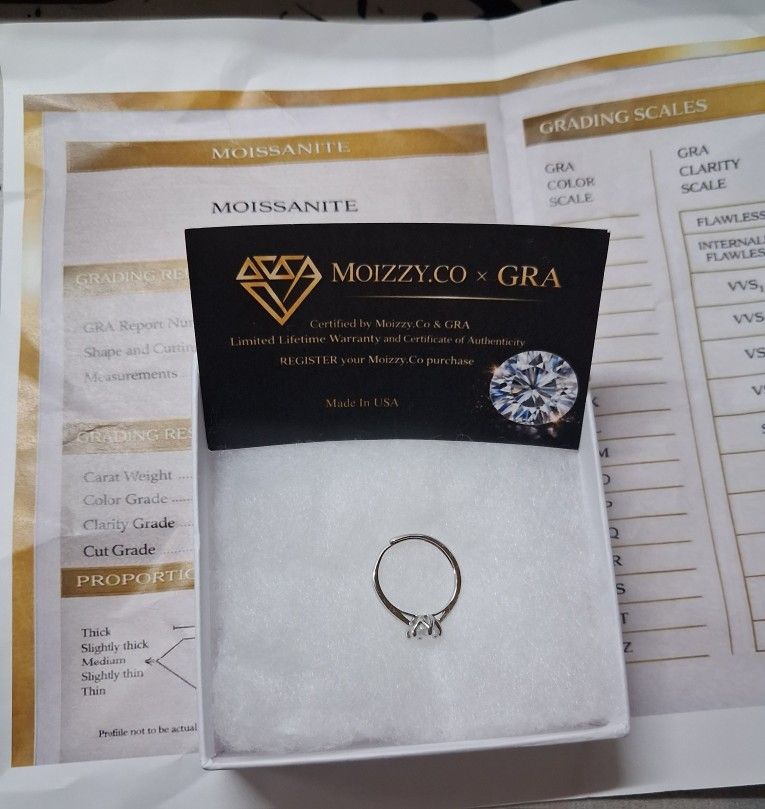 1ct Ajustable Moissanite Ring