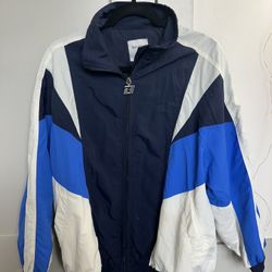 Vintage inspired  Bershka colorblock windbreaker jacket blue white navy