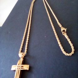 Gold 18k Plated Rope Pendant Necklace Chain 