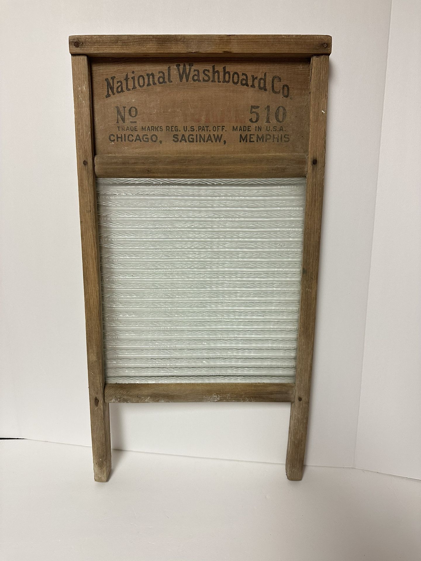 Vintage Antique Atlantic National Ribbed Glass Washboard 